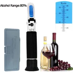 HandHeld Alcohol Refractometer Alcoholometer Alcohol Tester 0-80% Alcohol Sugar Refractometer ATC Wine Measure Tool 30%OFF