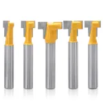 5PCS 1/4 Inch Shank Keyhole Router Bits Set T Track T-Slot Bolts Router Bit Set for 5/16\\ 3/8\\ 1/2\\ 7/16\\ 5/8\\ Hex Bolts