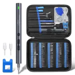 Set de șurubelnițe electrice de precizie 120 în 1 Baterie cu litiu de 350 mAh Motor de 180 RPM 100 de biți de precizie Design ergonomic Lumini LED