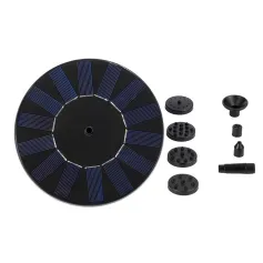 Solar Powered Mini Garden Pond Fountain Pump with 1.5W 7V Solar Panel High Lift 110cm Max Flow Rate 190L/H 6 Adjustable Spray Heads Ideal for Bird Baths and Outdoor Decorations