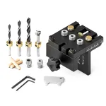 Ganwei Woodworking 3 In 1 Dowelling Jig Kit Adjustable Pocket Hole Jig 6/8/10/15mm Drilling Guide Tenoning Pin Hole Puncher Locator