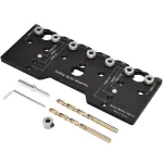 Adjustable Aluminum Alloy Cabinet Hardware Jig Shelf Pin Jig with 2 PCS 5mm Drill Bits Woodworking Pocket Hole Punch Locator Drill Guide