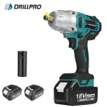 Drillpro 18V Brushless Electric Wrench 0-6200 RPM 800N.M Torque LED Work Lights Suitable for Construction Woodworking Heavy Duty Maintenance