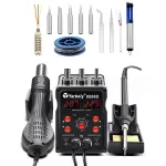 Yarboly 8586D LED Digital Soldering Station Hot Air Tool Rework Station 700W Power Intelligent Automatic Cooling ESD Design Soldering Iron Suitable for Phone PCB IC SMD BGA Welding