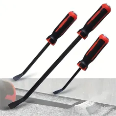 Heavy-Duty CR-V Long Tire Spoon Pry Bar With Non-Slip Handle Caps Perfect for Automotive Demolition Nail Pulling & More
