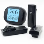 3-in-1 Wireless Hygrometer with Dual Sensors Indoor Outdoor Temperature Humidity Gauge 433Mhz 100m Range USB Charging 2000mAh Battery Max Min Memory Adjustable Brightness