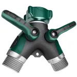 3/4\\ 2-Way Hose Splitter Heavy Duty Zinc Alloy with TPR Coating Universal Thread Dual Shut-off Valve Garden Faucet Connector