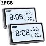 2Pcs Deli Electronic Thermometer Hygrometer Weather Station with High Precision 0.1℃ Temperature Humidity LCD Display Clock Function Long Battery Life- Ultimate Indoor Weather Monitoring Station