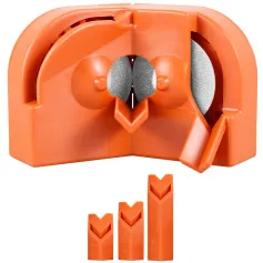 Affilatrice per punte da trapano elettrico professionale da 4 pezzi, 11x6x7 cm, in acciaio rapido, in plastica arancione, per trapani elettrici al litio e CA, utensile multiuso.