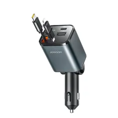 4'ü 1 arada Geri Çekilebilir Araç Şarj Adaptörü 69W 180 ° Dönebilen Araç Şarj Cihazı USB C iP 16 15 14 13 12 için Hızlı Şarj