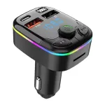 Автомобильное зарядное устройство Bluetooth 5.0 FM Transmitter PD Type-C Dual USB Ambient Player MP3 Зарядное устройство Type-C Беспроводная подсветка Громкая связь