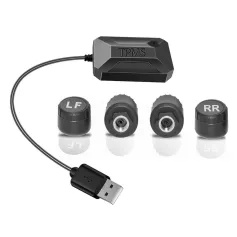 4 Wheel USB Android Car Tire Pressure Alarm System 433.92MHz TPMS Wireless Transmission Auto Security Temperature Alarm System