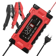 Caricabatterie FOXSUR 12V 24V 10A con display di riparazione intelligente per auto e moto