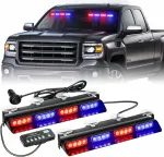 Front/Rear Windshield Interior Emergency Driving Strobe Light Safety Flashing Warning Danger Split Light Strip with Suction Cup for Construction Vehicles Truck
