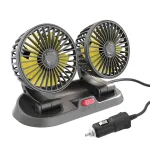12V Dual-Head Car Fan Cooling Fans 360° 2 Speed Adjustable Mini Size Five-blade Strong Wind with Parking Number Plate For Auto Cooler