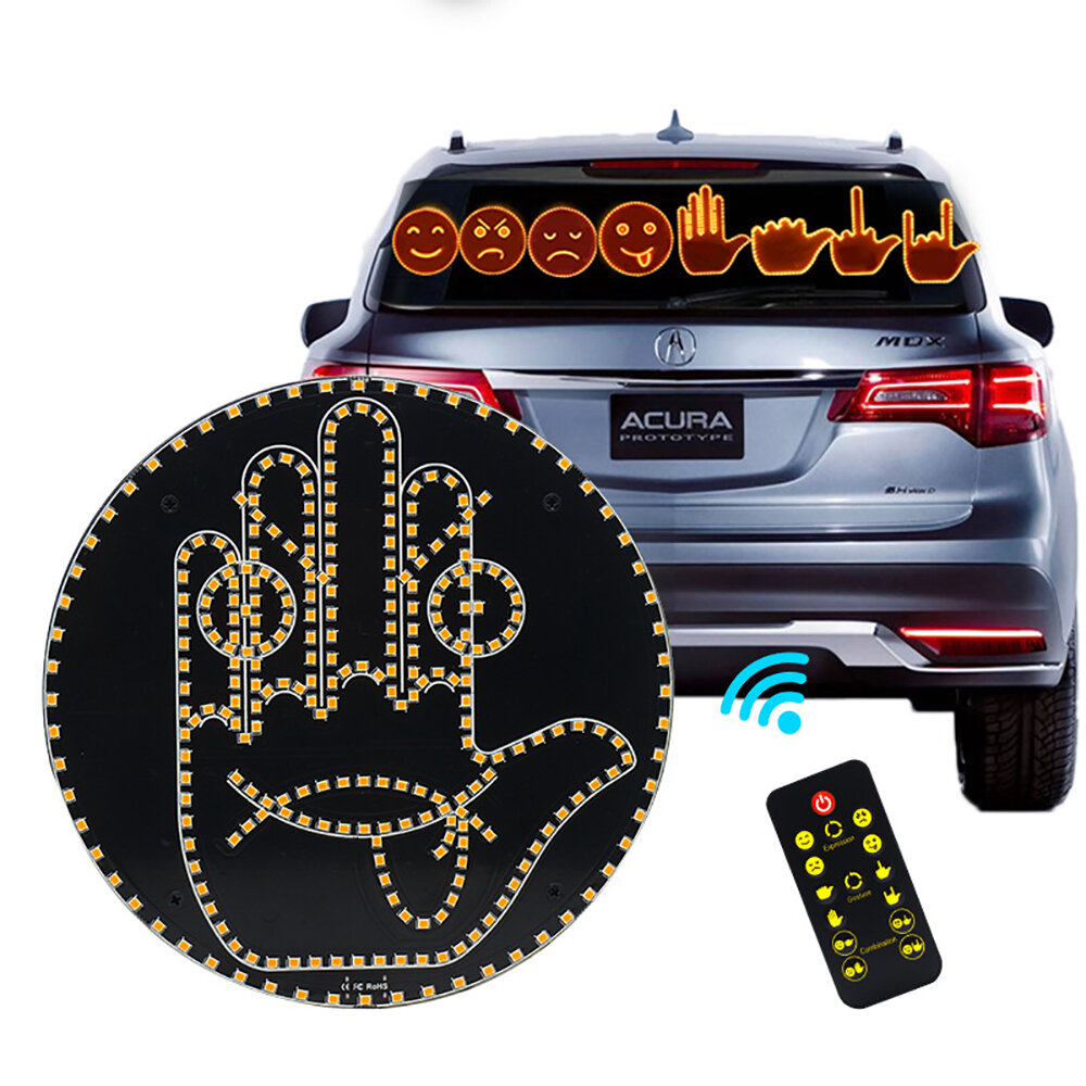 Auto LED Zábavný výraz Gesto Svetlo dlane Úsmev Svetlo na tvári Zadné okno Multifunkčné varovanie Auto Zaujímavý výraz Diaľkové ovládanie LED osvetlenie