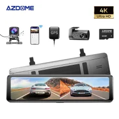 AZDOME 11.26\ Touch Screen Rearview Mirror Driving Recorder Front And Rear Dashcam Dual Lens 4K Lens HD Wide Angle GPS