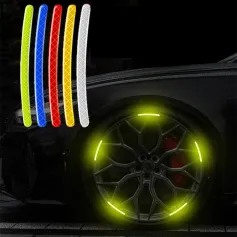 Car Wheel Hub Reflective Stripes Door Handle Safety Warning Sticker Car Warning Tape Automobile Sticker for Car Motorcycle Bike