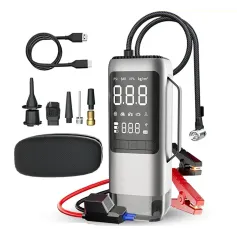 Multi-functional 6 in 1 Car Emergency Starter and Vacuum Cleaner Portable Air Compressor Inflator Pump Mobile Power Booster Starter with Suction and Blow