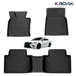 Floor Mats For Toyota Camry 2018-2024 L/LE/SE/TRD/XLE/XSE All Weather Fit Laser Scanned TPE Material Front Rear 2 Row Black Skid Proof Raised Edges