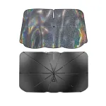 Chameleon Foldable Car Front Windshield Sunshade Umbrella UV-Reflective Laser Car Sunshade Cover Colorful Heat Insulation Silver Gel Windscreen Car Sunscreen with 360° Rotatable Handle