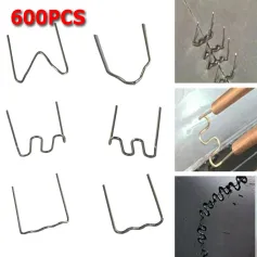 600 pezzi di punti metallici pretagliati standard da 0,6/0,8 mm per saldatrici per riparazione auto con cucitrice in plastica