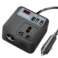 Automobilio maitinimo keitiklis nuo 12V 24V iki 220V 150W keli USB prievadai QC3.0 PD greito įkrovimo LED įtampos ekranas Nešiojamas keitiklio adapteris Transporto priemonės priedas