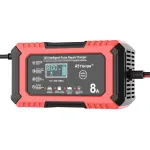 RJTianye 12V 8A 4ah-150ah Intelligent Pulse Repair Charger 110-230V AC Car Motorcycle Battery Charger LiFePO4 Charger Digital LCD Display