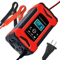 2024 Update 12V 6A Smart Car Battery Charger AC110-240V Electric Battery Charger Suitable For 12V-2Ah-100Ah Motorcycle Car SUV Dry Battery Water Battery Lead Acid