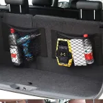 Car Trunk Organizer Mesh Net Double Mesh Trunk Storage Mesh Bag Fire Extinguisher Fixed Mesh Finishing Storage Elastic Strap