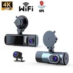 3.16-Inch High-Definition Screen Three Recording 4K Ultra-Clear Wifi Connection GPS Triple Channel Recording Driving Recorder