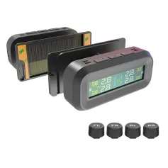 Sistem inteligent de alarmă de alarmă a presiunii în anvelope auto TPMS 4 senzori externi afișează avertisment solar inteligent de temperatură a presiunii în anvelope