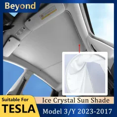 4pcs Car Top Split Sunshade Cover Heat Insulation Crystal Sunshade Cover Roof Sunshade Front Rear Sunroof Skylight for Tesla Model 3 Highland Y