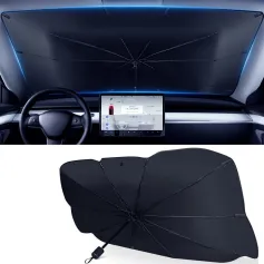 Car Sunshade Umbrella Front Windshield Retractable Sun Protection Heat Insulation Car Umbrella Side Baffle Sunshade 360° Rotating With Bendable Arm Handle
