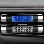 Car Air Outlet Thermometer Time Display High Precision Electronic Digital Car Clock LED Thermometer with Back Luminous