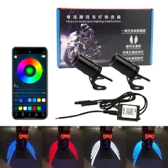 2PCS Colorful Angel Wings Welcome Lights For Motorcycles, Electric Car Carpet Lights Chassis Lights Wing Projection Lights