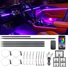 Universal Car Full Car Hidden Fantasy Color App Dual Control Car Interior Atmosphere Light LED Car Atmosphere Light 64 Color Options