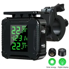 Sistem de presiune a anvelopelor pentru motociclete cu încărcare solară TPMS Alarmă de temperatură a anvelopelor Afișaj LED IP67 rezistent la apă