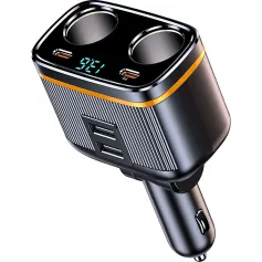 145W Car Charger Dual USB Ports Type C PD Fast Charge Adapter For Xiaomi Huawei Phone Charger Car Socket