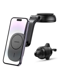 UGREEN Magnetic Cordless Car Phone Holder Charger Air Vent Suction Cup Navigation Bracket