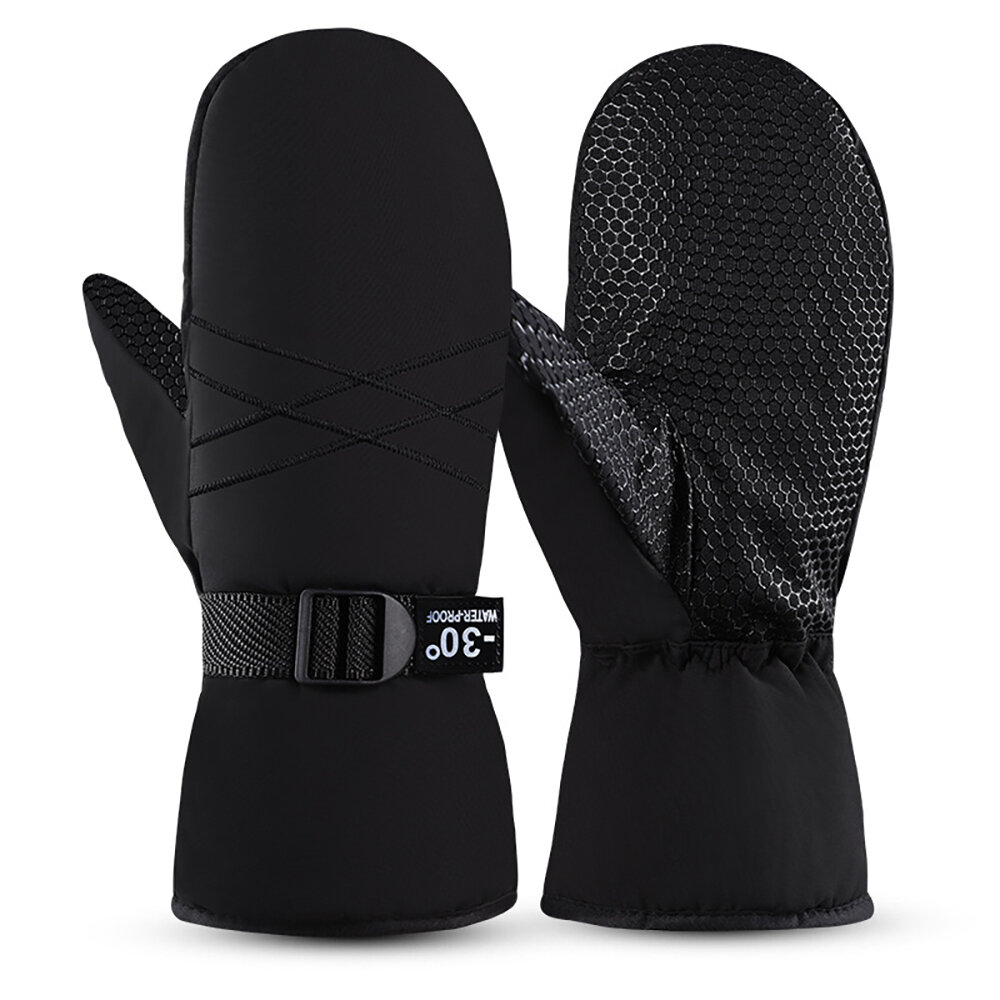 Pair Motorcycle Winter Gloves Outdoor Ski Gloves Warm Non-Slip Extended Wrist Windproof Gloves Electric Motorbike Thickening Gloves