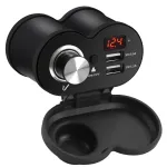 Motorcycle Waterproof Dual USB Charger with Real-Time Voltage Monitoring 12V-24V Motorcycle Handlebar Charger