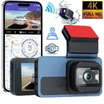 HD 4K Front Rear Dual Lens Car Dash Cam Wifi Driving Recorder ADAS GPS Track Car DVR