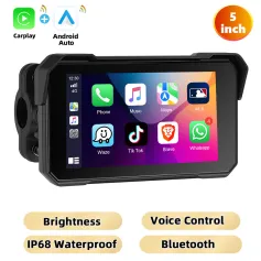 5''IPS Screen Motorcycle Carplay Android Auto Brightness Adjustment IP68 Waterproof Bluetooth 5.0 Smart Screen Player