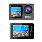 AUSEK 5K 30FPS Action Camera Dual Screen Outdoor Anti-Shake Action Camera HD Waterproof Helmet 1.4-Inch Front Screen 2.0-Inch Rear Screen Cycling Recorder