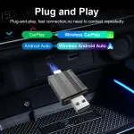 Адаптер 2-в-1 для проводного подключения к беспроводной сети CarPlay / Автоматический адаптер Android Plug & Play 5 ГГц Wifi и Bluetooth 5.2 Поддержка онлайн-обновления
