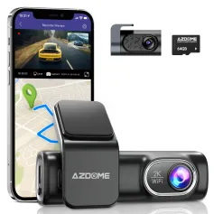 AZDOME M301 Ultra HD WiFi Dash Cam 2K+720P 2 Channel Dual Dash Cam With WiFi GPS Smart Voice Control Front & Rear Dual Lenses