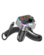 Bluetooth 5.3 FM Transmitter Car Adapter 66W PD & QC 3.0 Fast Charging with USB-C Cable Wireless Radio Adapter with Light Control HiFi Bass Hands-Free Calling
