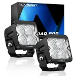 NOVSIGHT 2PCS 3 Inch Flood Beam Light LED Pod Light Square Cube Lamp IP68 Waterproof for Truck ATV UTV SUV Boat Car