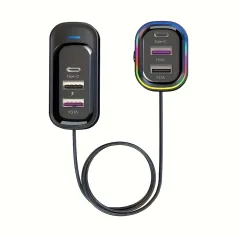 Car USB Charger Multi-Function 66W Super Fast Charging Car Rear Multi-Hole Wired Mobile Phone Charger Fast 6-port Car Charger
